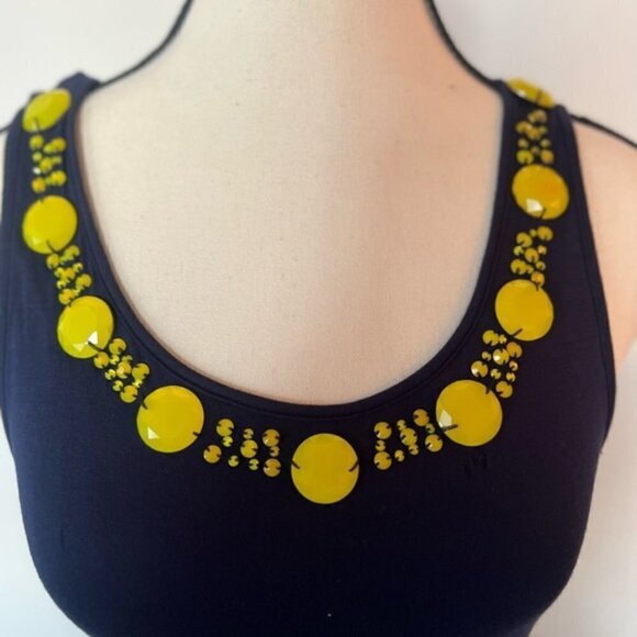 Navy Kensie Dress with Yellow Beading - Picture 4 of 8